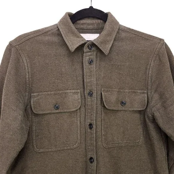 Everlane Womens Utility Heavyweight Shacket Shirt Jacket XS Green Button Up - Picture 3 of 10